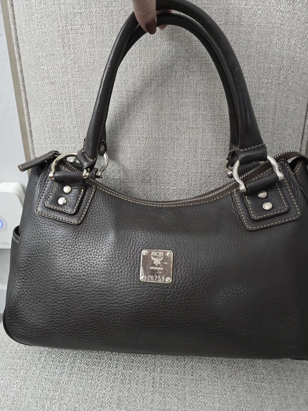 MCM EUC Vintage Dark Brown Pebbled Leather Shoulder Bag